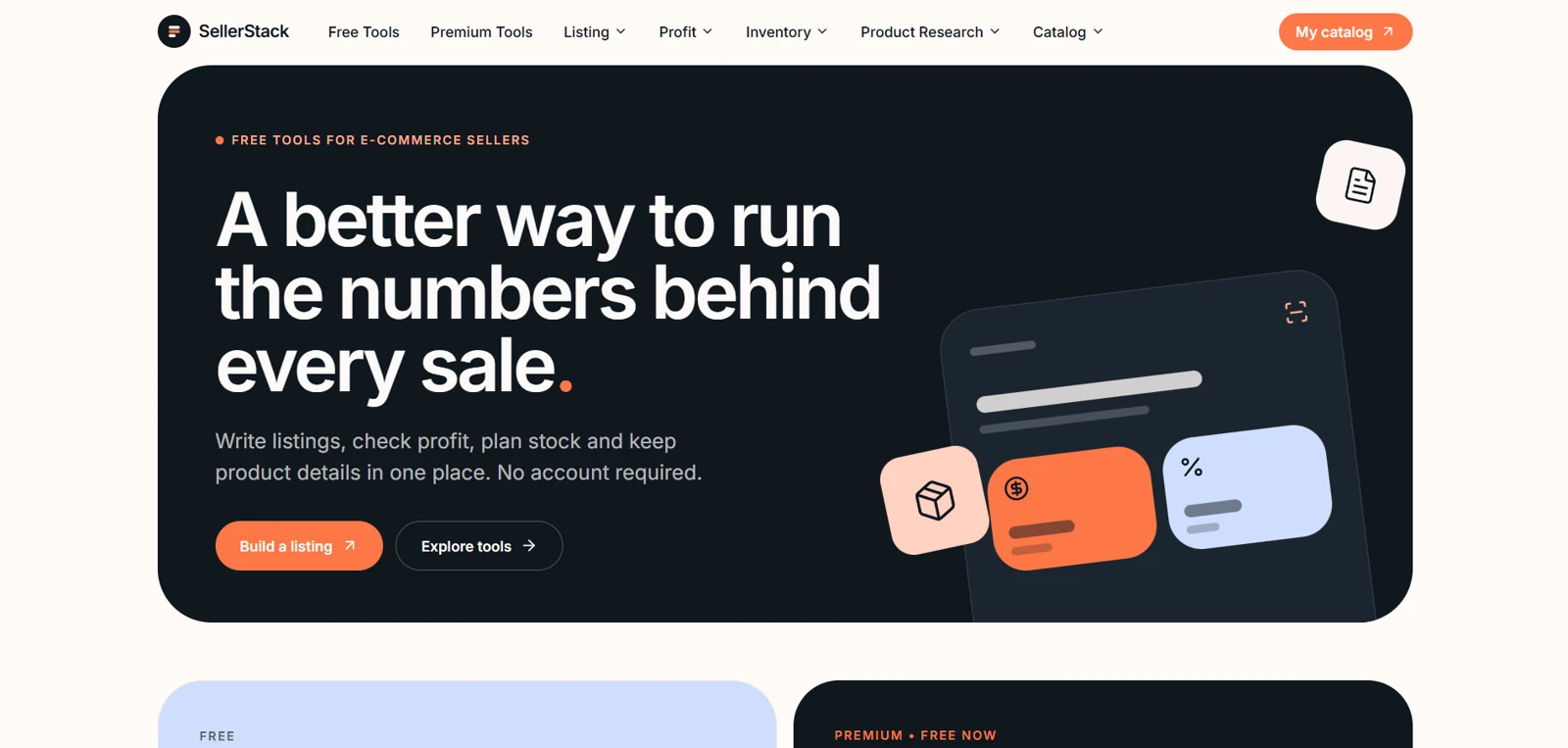 Website screenshot of Seller Stack